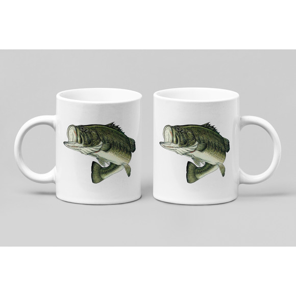 BASS FISH JUMPING Coffee Cup Novelty Mug Gift For Men Women - Picture 3 of 3